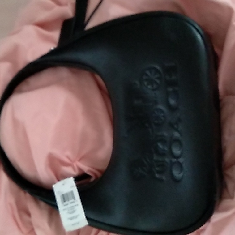 Nwt Coach Black Leather Hobo Shoulder Bag 2026 Embossed Carriage Logo